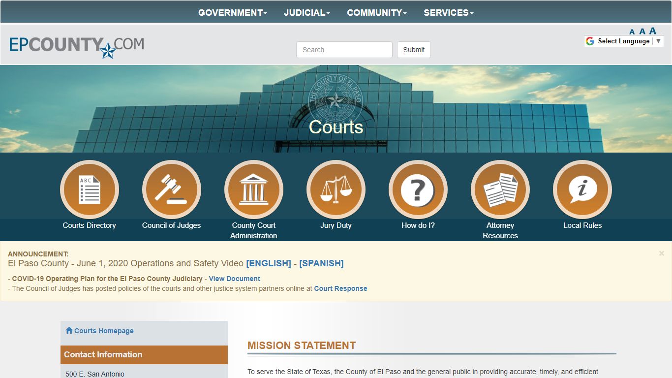 County of El Paso Texas - Courts